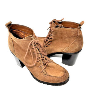 Sam Edelman Circus Denver Brown Suede Lace Up Mock Toe Booties - Size 9.5